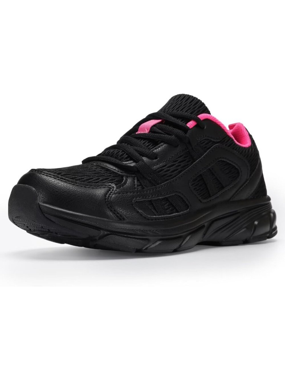 Women's Black Rose Running Shoes Lightweight Breathable Non Slip Walking Sneaker